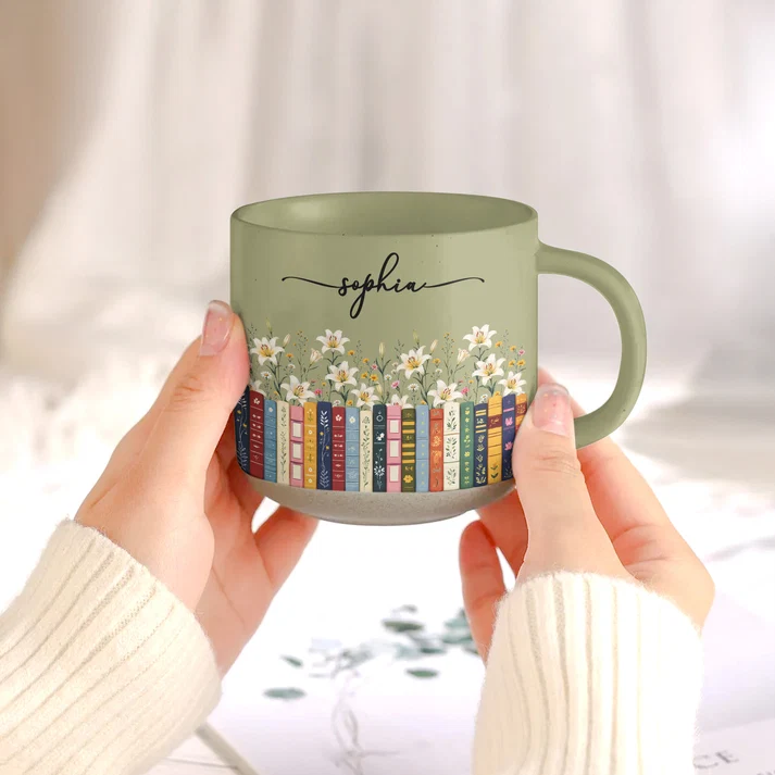 Custom Name & Birthflower For Book Lovers, Book Clubs - Personalized Mug - Image 5