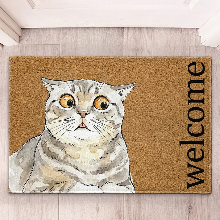 Custom Pet Portrait Funny Doormat Watercolor Art - Personalized Doormat - Image 4