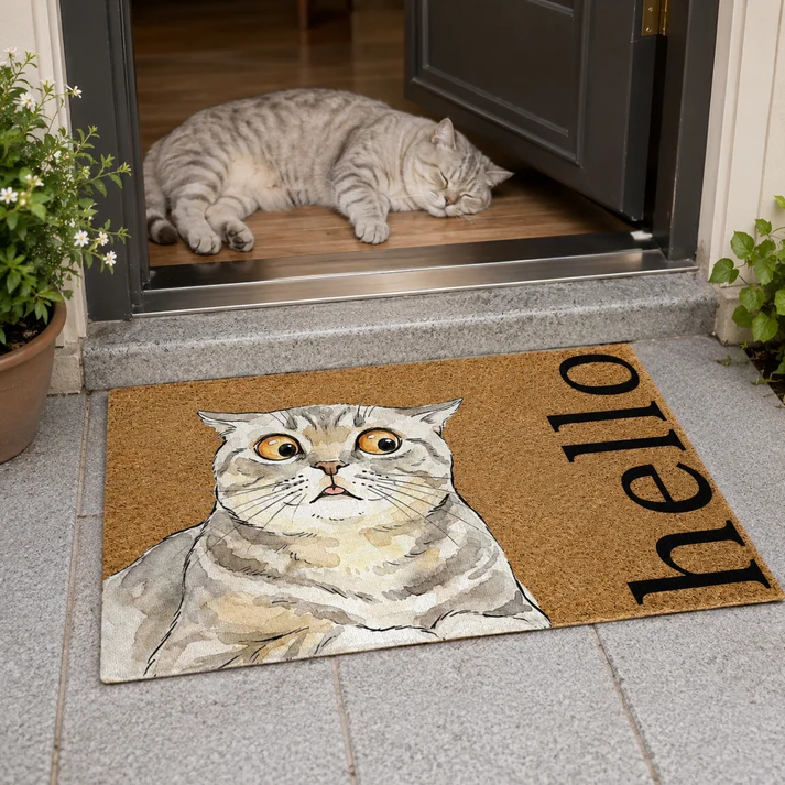 Custom Pet Portrait Funny Doormat Watercolor Art - Personalized Doormat - Image 7