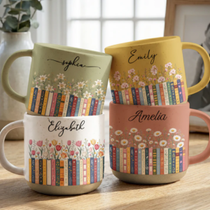 Custom Name & Birthflower For Book Lovers, Book Clubs - Personalized Mug