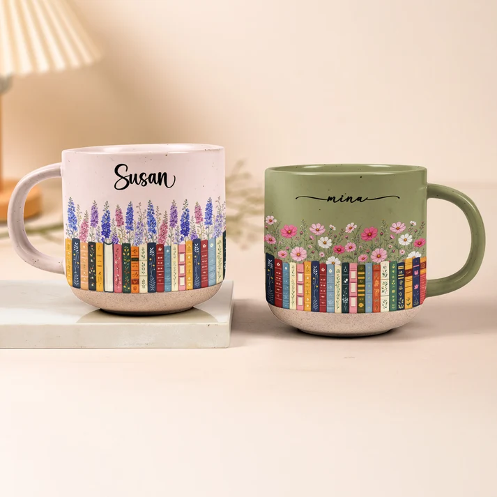 Custom Name & Birthflower For Book Lovers, Book Clubs - Personalized Mug - Image 2