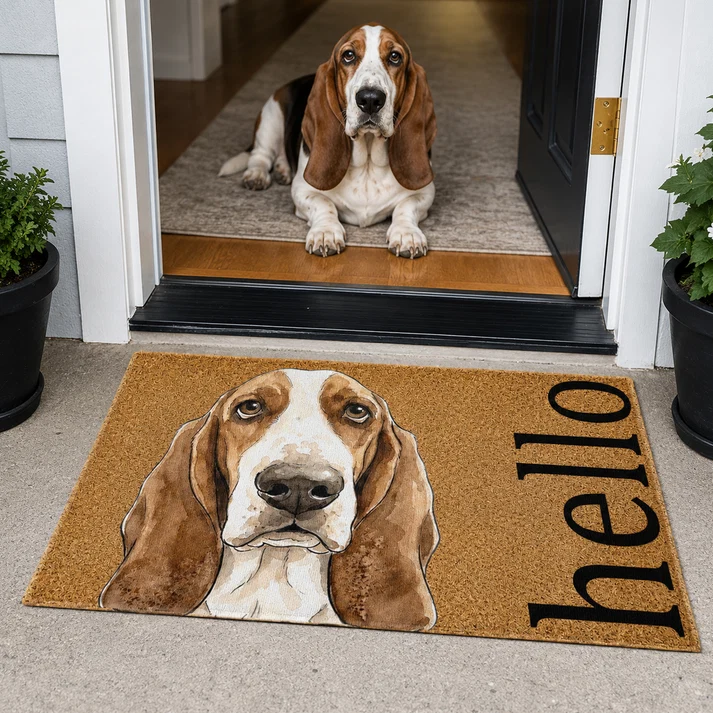 Custom Pet Portrait Funny Doormat Watercolor Art - Personalized Doormat
