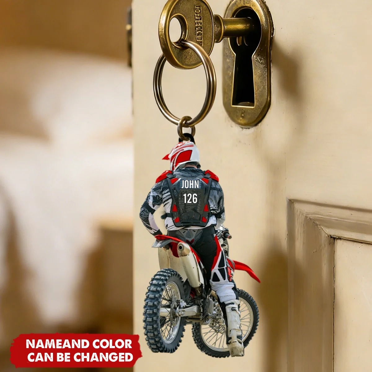 Personalized Motocross Racer Acrylic Keychain - Image 2