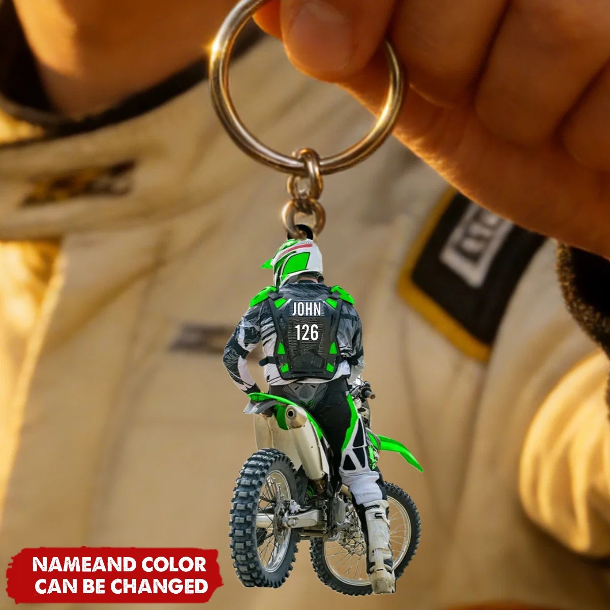 Personalized Motocross Racer Acrylic Keychain - Image 3