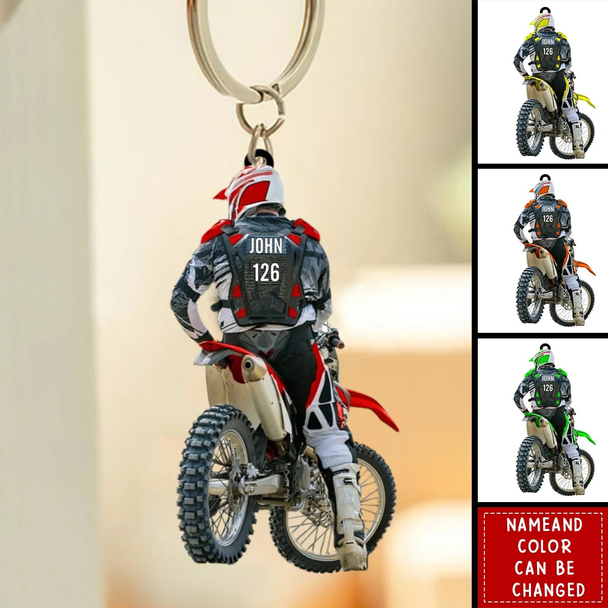 Personalized Motocross Racer Acrylic Keychain