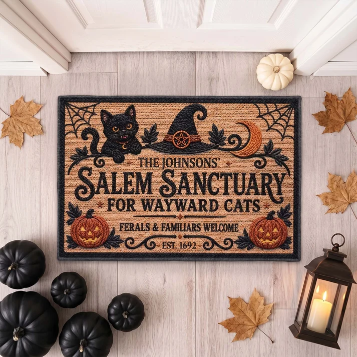 Salem Sanctuary For Wayward Cats Ferals And Familiars Welcome - Personalized Doormat - Image 4