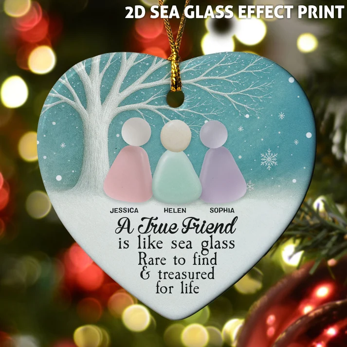 2D Sea Glass Effect Printed Thank You Friendship Gifts - Personalized Acrylic Ornament