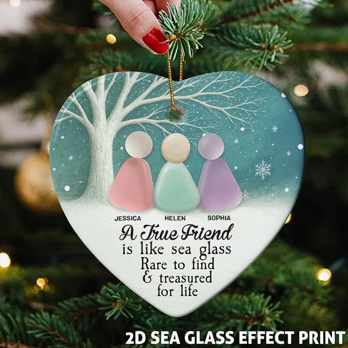2D Sea Glass Effect Printed Thank You Friendship Gifts - Personalized Acrylic Ornament - Image 2