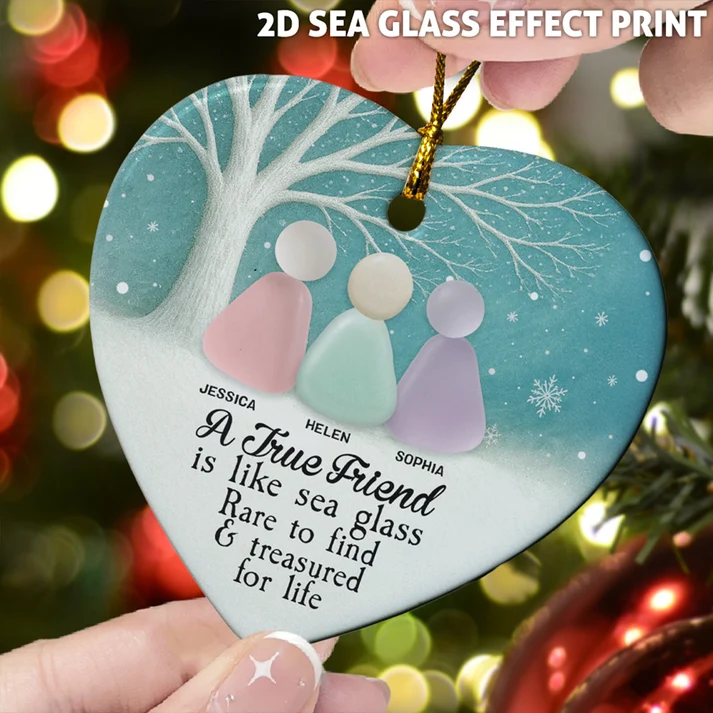 2D Sea Glass Effect Printed Thank You Friendship Gifts - Personalized Acrylic Ornament - Image 3
