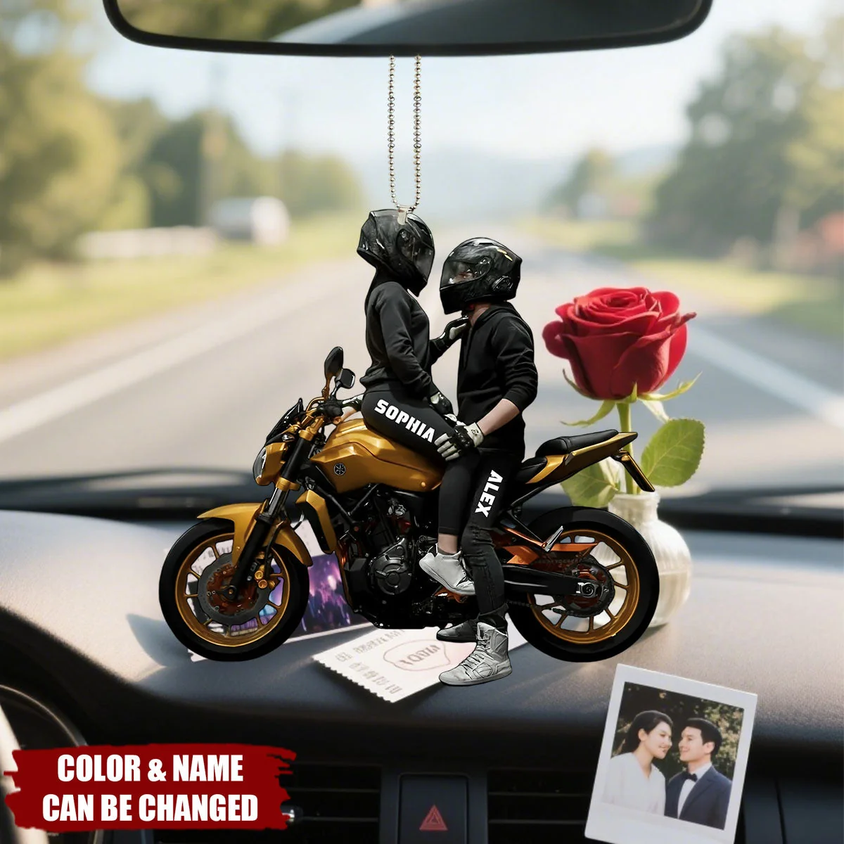 Personalized Motorbike Couple Ornament, Gift for Biker Couple - Image 2