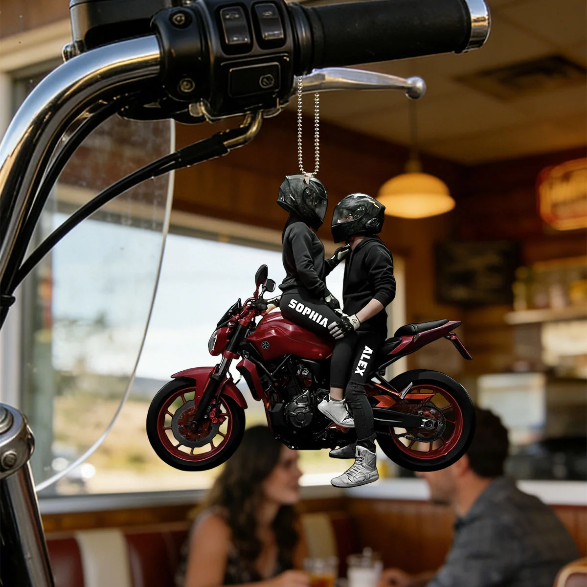Personalized Motorbike Couple Ornament, Gift for Biker Couple - Image 3