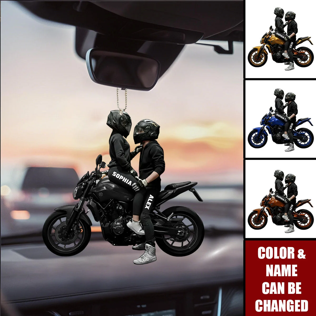 Personalized Motorbike Couple Ornament, Gift for Biker Couple