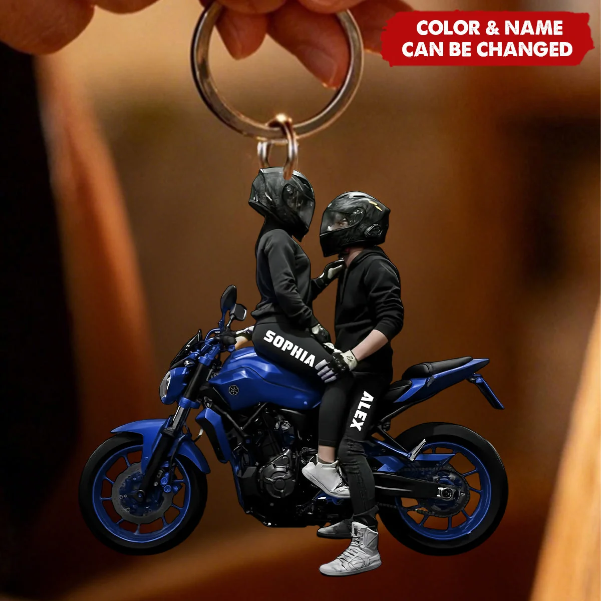 Personalized Motorbike Couple Keychain, Gift for Biker Couple - Image 3