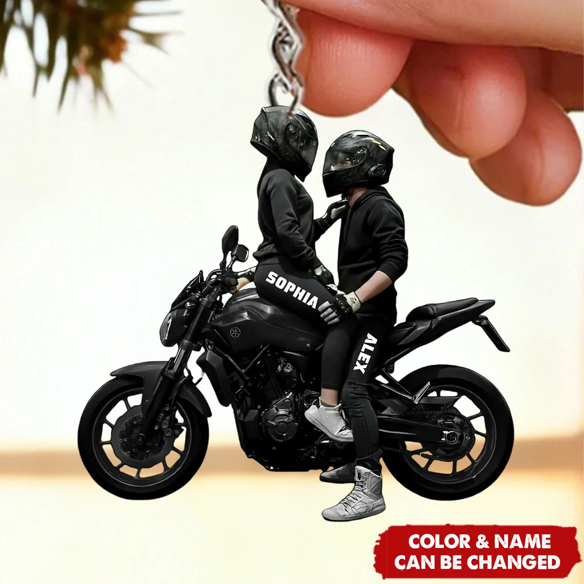 Personalized Motorbike Couple Keychain, Gift for Biker Couple - Image 2