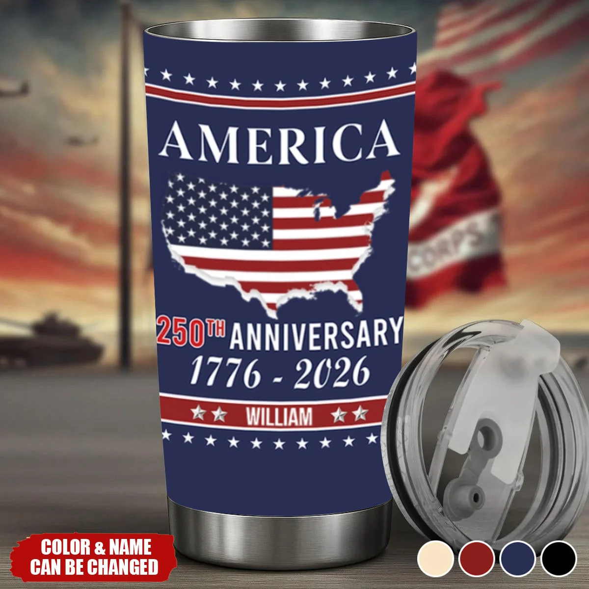 Personalized Family Name America 250th Anniversary Tumbler - Image 2