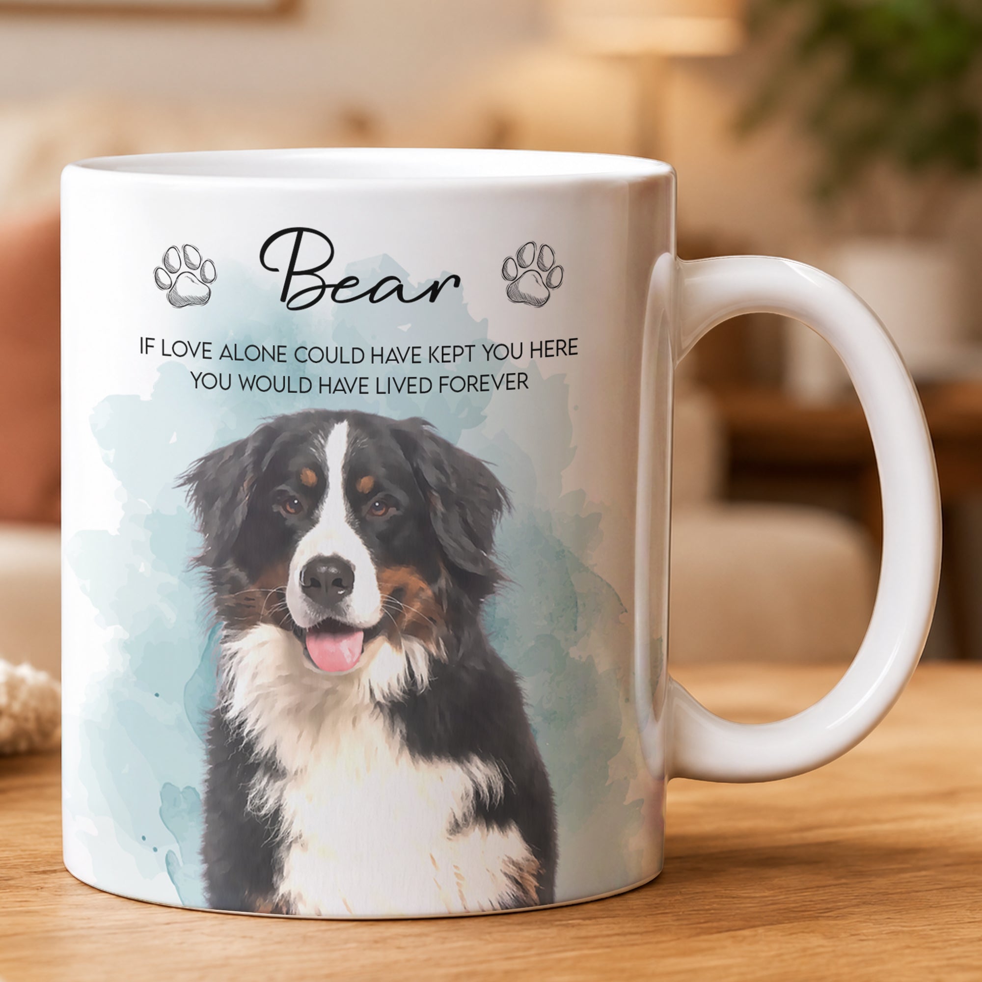Custom Watercolor Pet Portrait Memorial Gift - Personalized Mug - Image 2