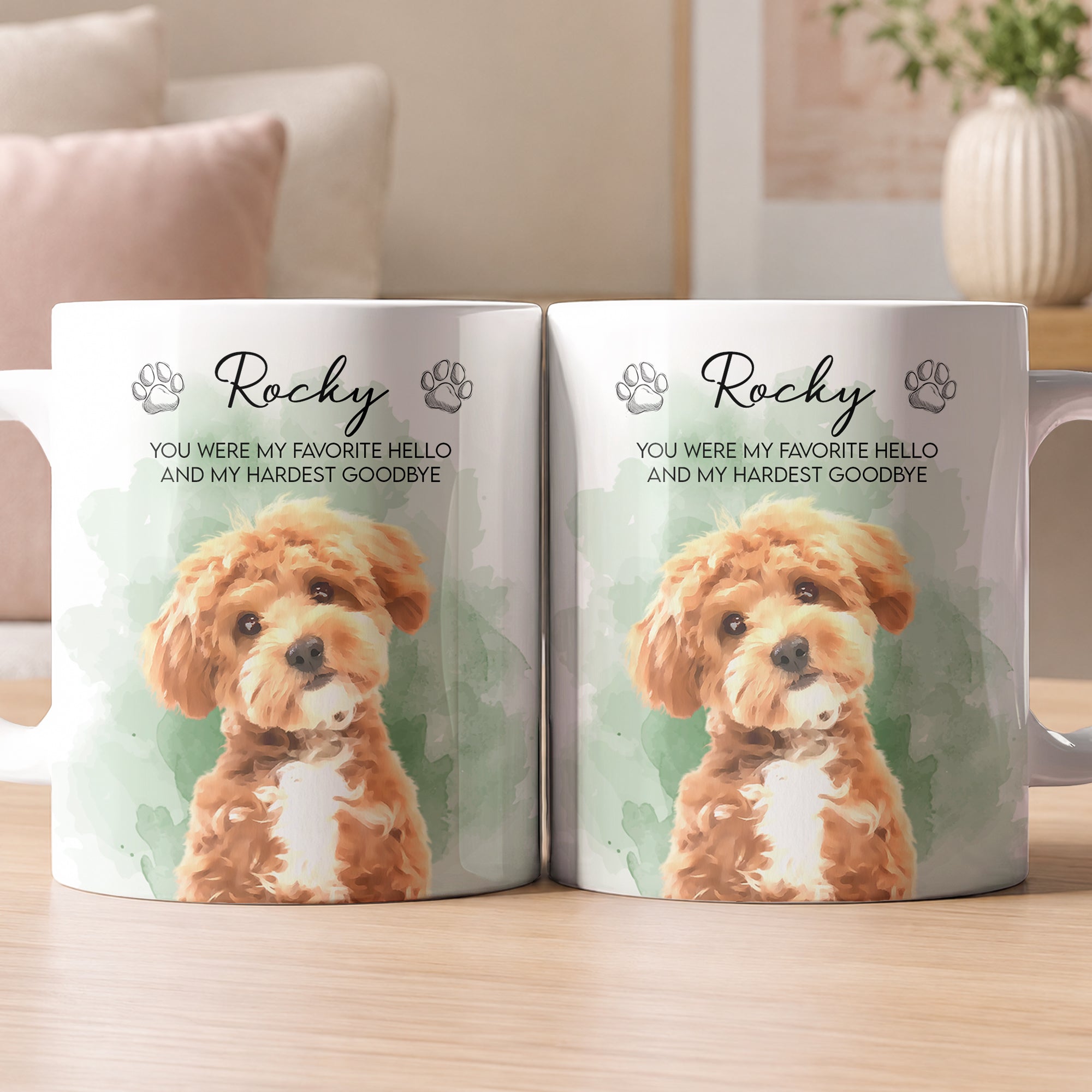 Custom Watercolor Pet Portrait Memorial Gift - Personalized Mug - Image 4