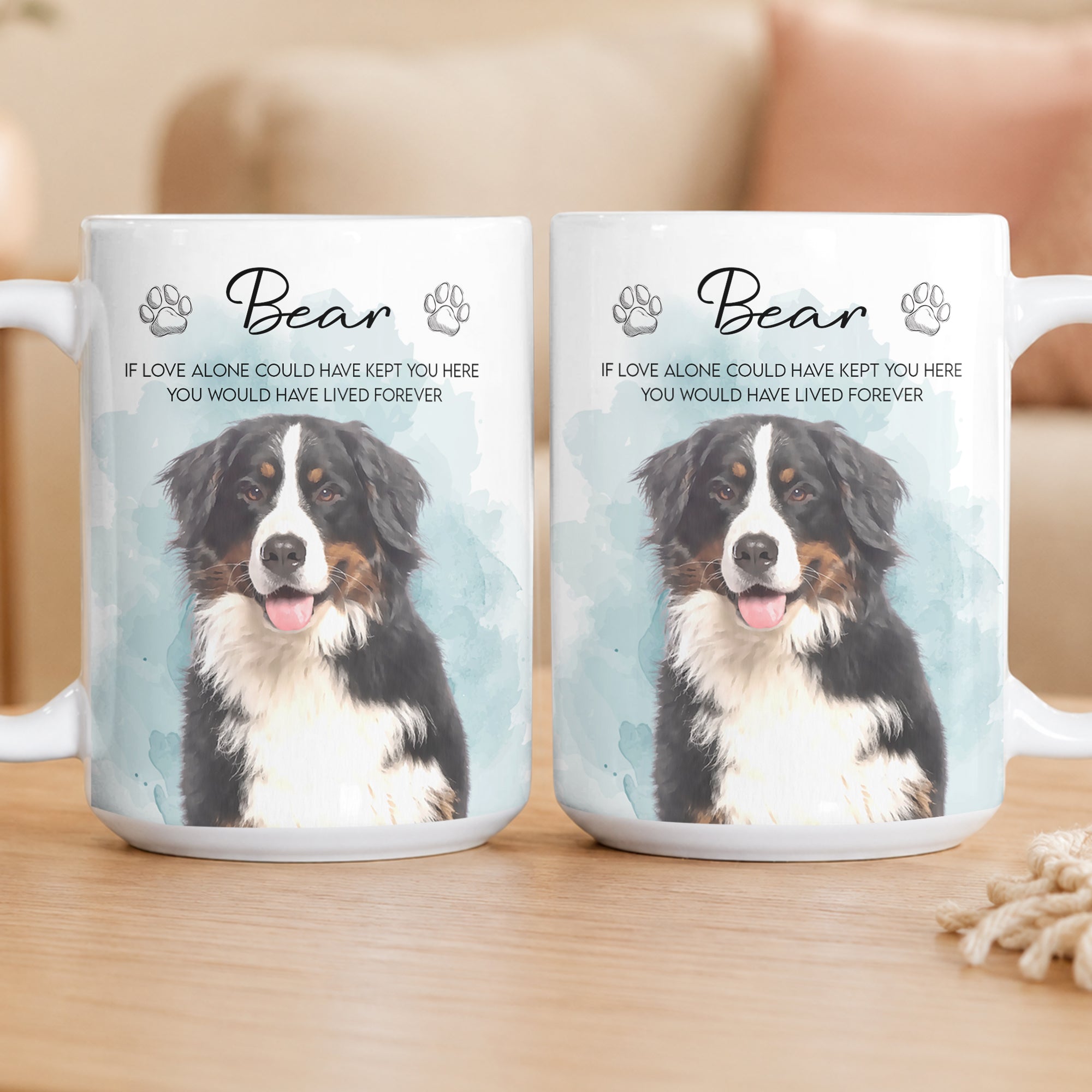 Custom Watercolor Pet Portrait Memorial Gift - Personalized Mug - Image 5