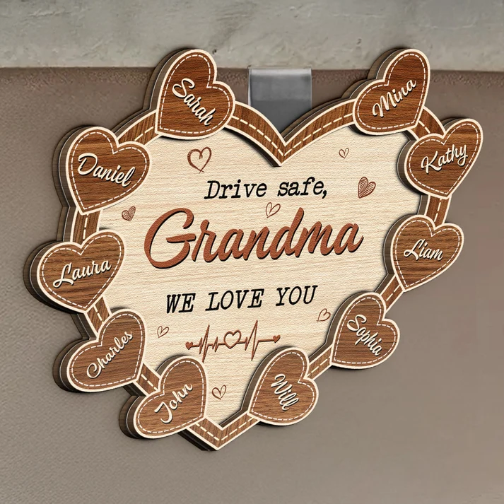 Drive Safe, Grandma We Love You - Personalized Wooden Car Visor Clip - Image 3