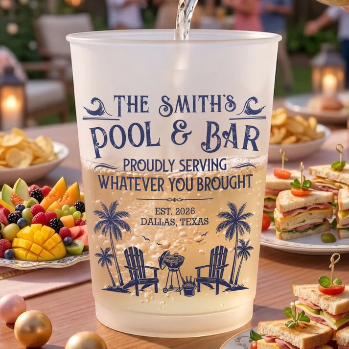 Family & Friends Pool & Bar Party Favors, Proudly Serving Whatever You Brought Summer Vacation - Personalized Cups - Image 6