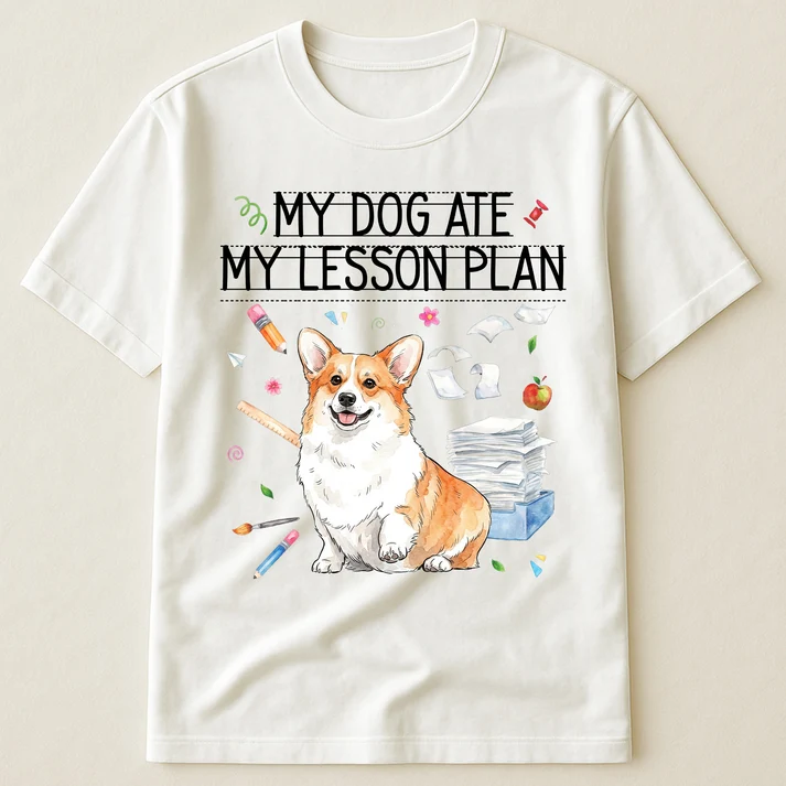 My Dog Ate My Lesson Plan Custom Pet Photo Back To School Gifts For Teacher - Personalized Shirt - Image 2
