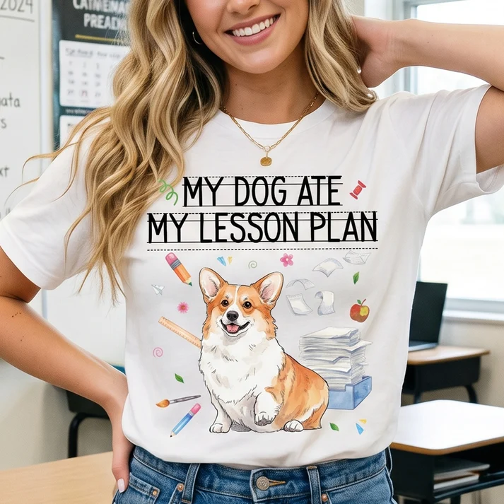 My Dog Ate My Lesson Plan Custom Pet Photo Back To School Gifts For Teacher - Personalized Shirt - Image 4