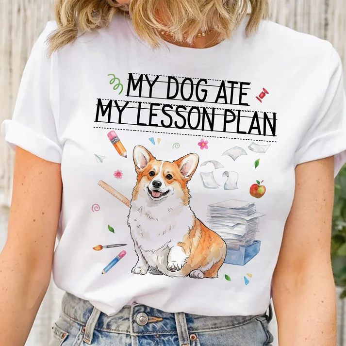 My Dog Ate My Lesson Plan Custom Pet Photo Back To School Gifts For Teacher - Personalized Shirt - Image 5