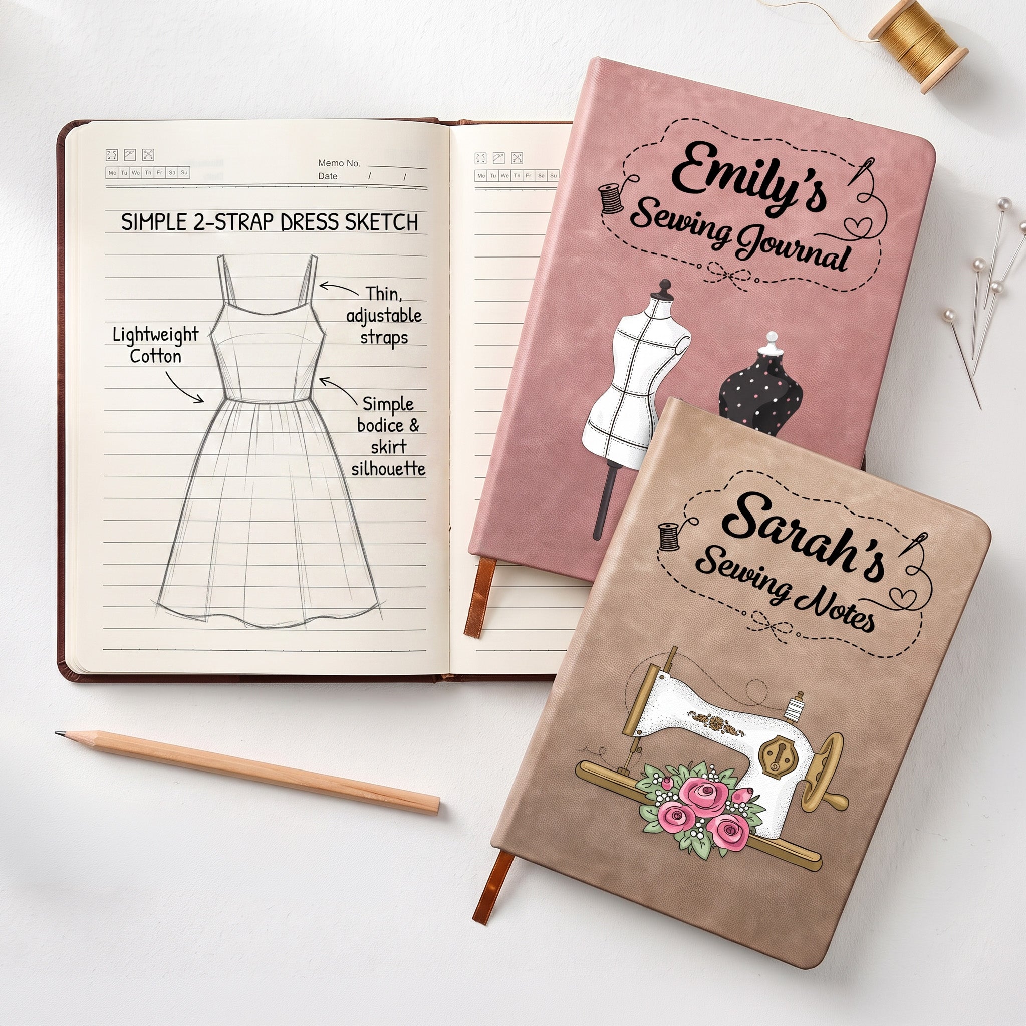 Sewing Journal Gift For Sewing Lover, Tailor - Personalized Journal - Image 2