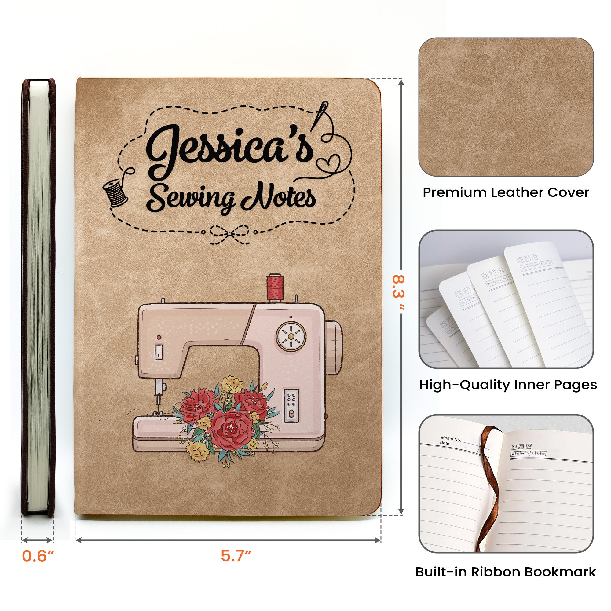 Sewing Journal Gift For Sewing Lover, Tailor - Personalized Journal - Image 7